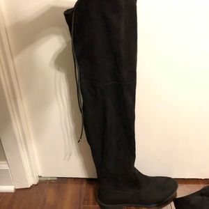 Voki Black Knee High Faux Suede Boots